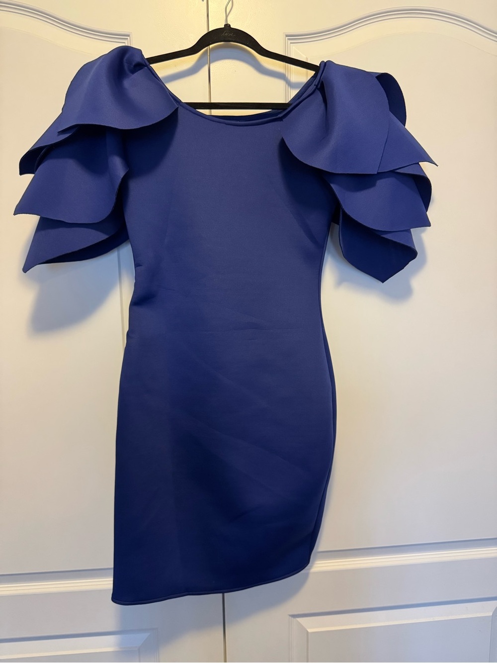 Royal Blue Ruffle Sleeve Bodycon Dress